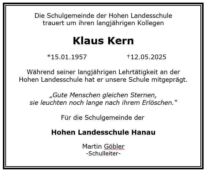 In stillem Gedenken an Klaus Kern